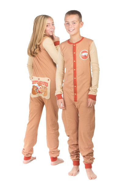 Kids Happy Camper Bear & Moose Union Suit Pajamas